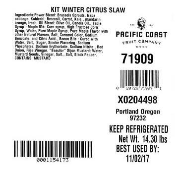 Label, Kit Winter Citrus Slaw