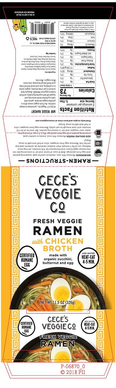 Label, Cece’s® Veggie Co. Veggie Ramen with Chicken Broth