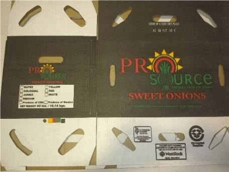Pro Source Sweet Onions Box Label