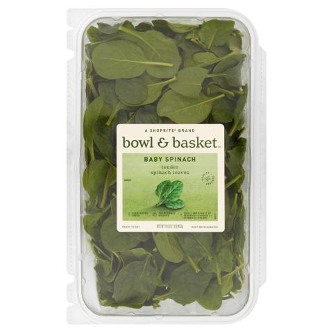 Photo 17 – Representative Labeling, bowl & basket Baby Spinach 