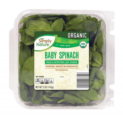 Photo 7 – Representative Labeling, Simply Nature Organic Baby Spinach 