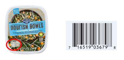 Mann's Nourish Bowls Monterey Risotto. US: Best if Used By in lower left corner and UPC on back. Affected Date Codes: OCT 11 - 19, 2017