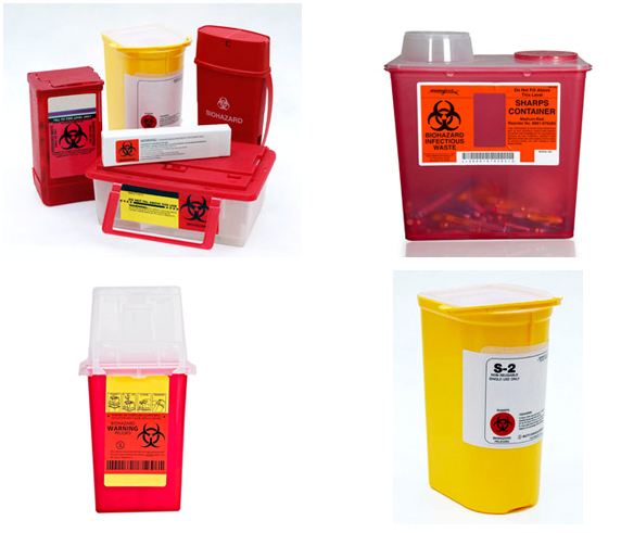 Image of various sharps containers