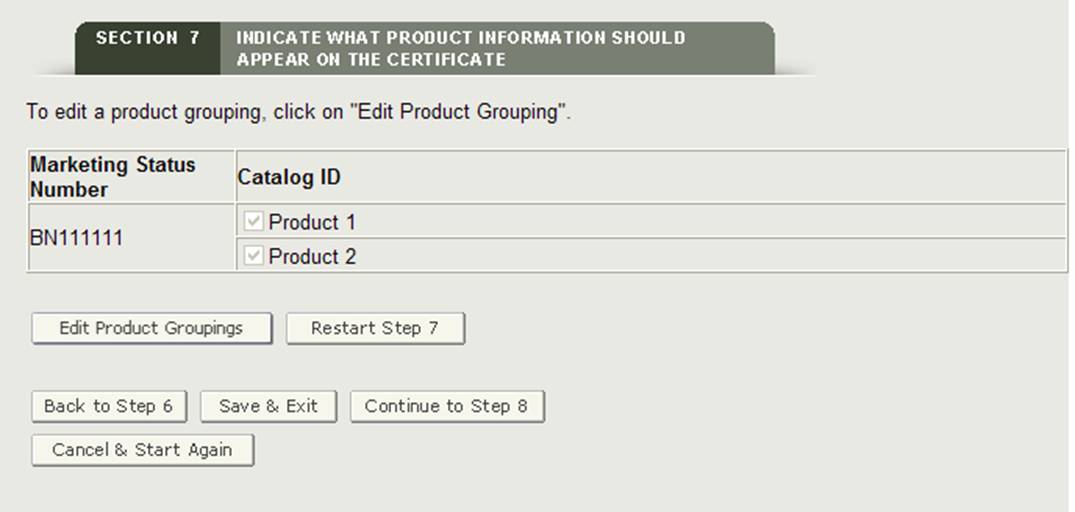 Section 7: Edit Product Grouping Review Page