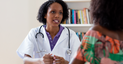 Doctor talking to patient