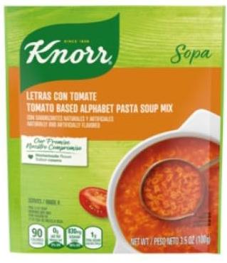 Knorr Letras con Tomate Tomato Based Alphabet Pasta Soup Mix
