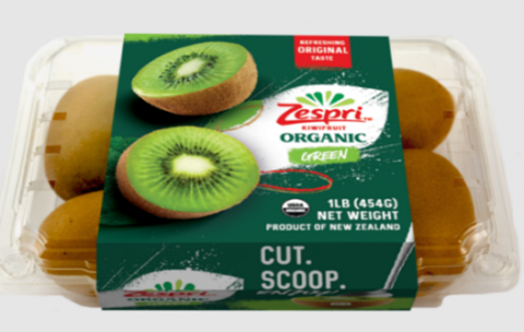 Zespri organic green kiwifruit, one-pound clear plastic clamshells