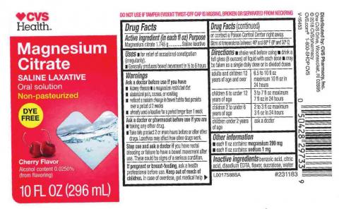 “CVS Magnesium Citrate Saline Laxative, Cherry Flavor”