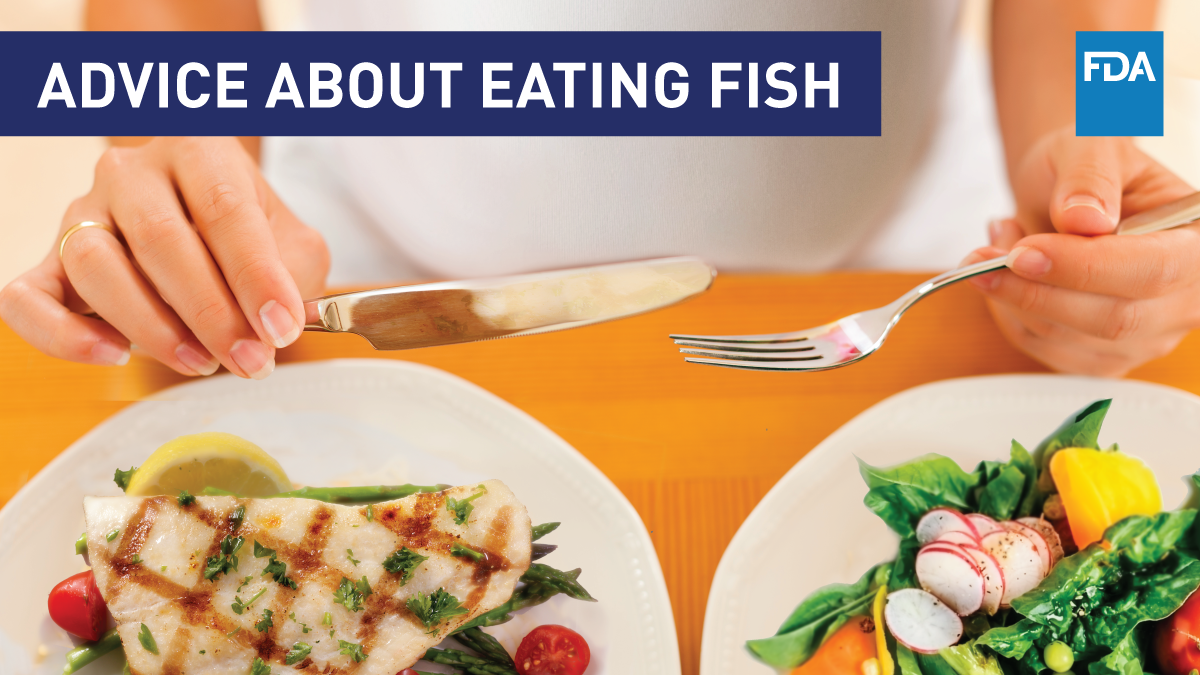 Advice About Eating Fish (dinner plates with fish and salad)
