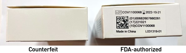 Photo of Counterfeit White Retail Covid Test
