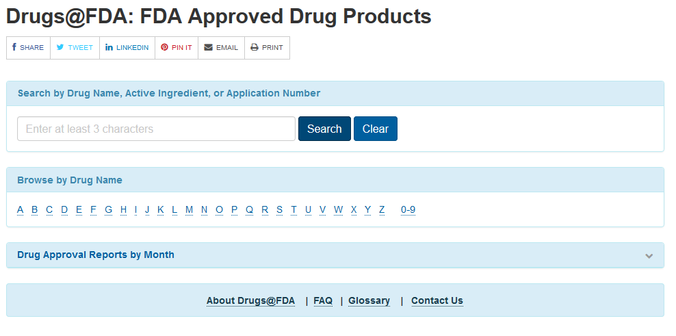Drugs@FDA Webpage