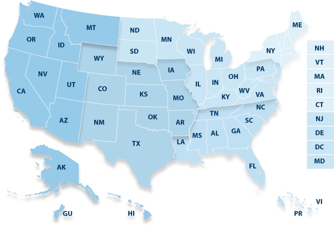 U.S. Map with links to state-licensed online pharmacies