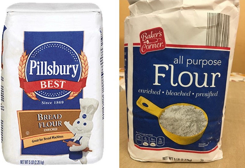 Pillsbury flour and Bakers Corner flour