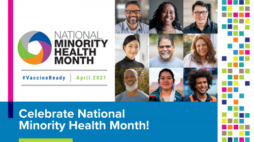 Image that depicts a diverse group of people to celebrate National Minority Health Month.