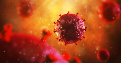 3D illustration of the HIV virus