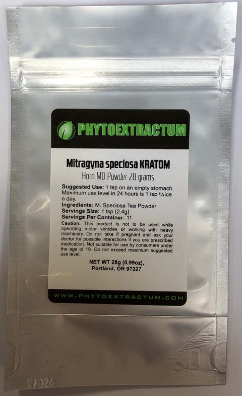 "PHYTOEXTRACTUM MITRAGYNA SPECIOSA KRATOM HORN MD POWDER 28G" 