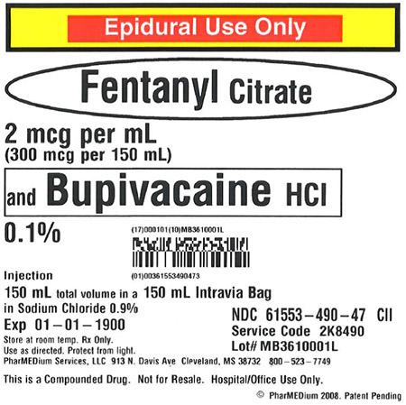 "2 mcg/mL Fentanyl Citrate and 0.1% Bupivacaine HCl (Preservative Free) in 0.9% Sodium"