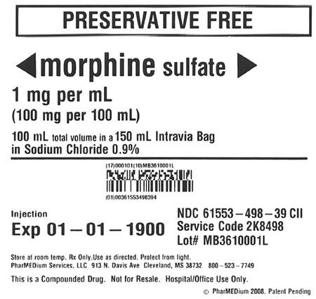 "1 mg/mL Morphine Sulfate (Preservative Free) in 0.9% Sodium Chloride"