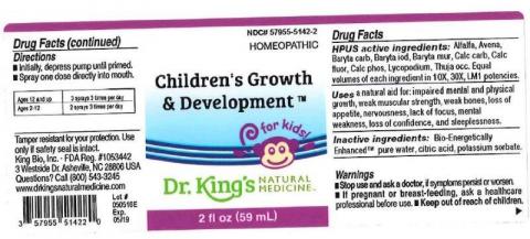 "Product label, Dr. Kings Childrens Growth & Development, 2 fl oz"