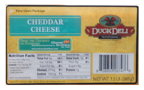 28747	Cheddar St Pk .75oz Slice	Duck Deli	1.5	LB	828653287476