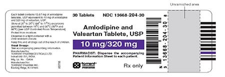 "Label for:  Amlodipine and Valsartan Tablets, USP 10 mg/160 mg"