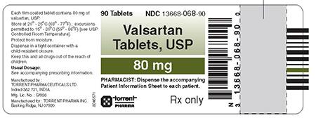 "Label for:  Valsartan Tablets, USP 80 mg"