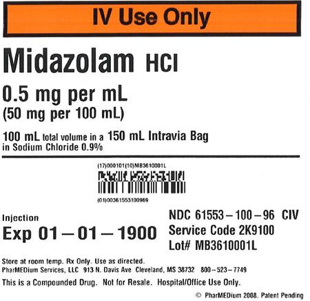 "0.5 mg/mL Midazolam HCl in 0.9% Sodium Chloride"
