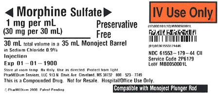 "1 mg/mL Morphine Sulfate (Preservative Free) in 0.9% Sodium Chloride"
