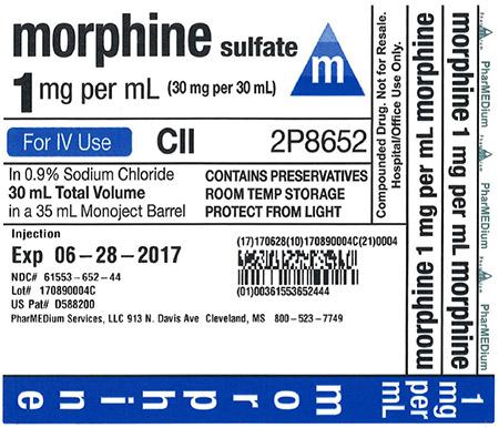 "1 mg/mL Morphine Sulfate (Preservative Free) (Contains Sulfites) in 0.9% Sodium Chloride"