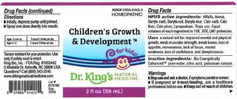 "Product label, Dr. Kings Childrens Growth & Development, 2 fl oz"