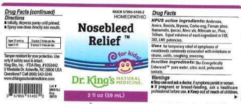 "Product label, Dr. Kings Nosebleed Relief, 2 fl oz"