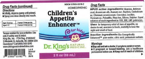 "Product label, Dr. Kings Childrens Appetite Enhancer, 2 fl oz"