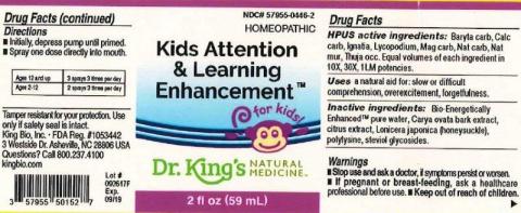 "Product label, Dr. Kings Attention & Learning Enhancement, 2 fl oz"