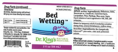 "Product label, Dr. Kings Bed Wetting, 2 fl oz"
