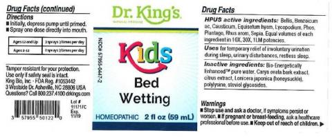 "Product label, Dr. Kings Kids Bed Wetting, 2 fl oz"