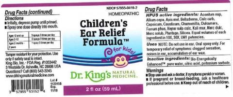 "Product label, Dr. Kings Childrens Ear Relief Formula, 2 fl oz"