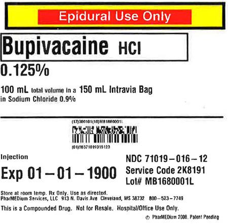 "0.125% Bupivacaine HCl (Preservative Free) in 0.9% Sodium Chloride"