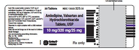 "Label for:  Amlodipine, Valsartan, Hydrochlorothiazide 5 mg/160 mg/25 mg"