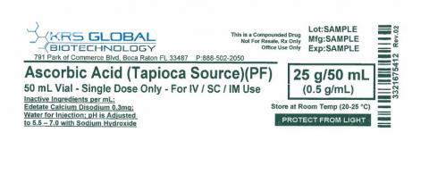 Ascorbic Acid (Tapioca Source), 25g/50 ml  label example