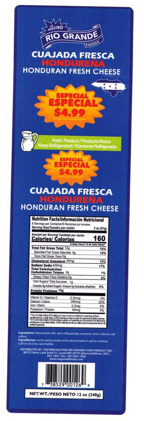 Label, Rio Grande Cuajada Fresca Hondureña