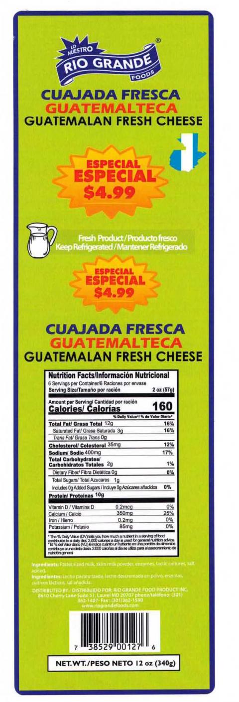 Label, Rio Grande Cuajada Fresca Guatemalteca