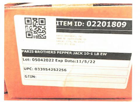 Carton label, Paris Brothers Pepper Jack