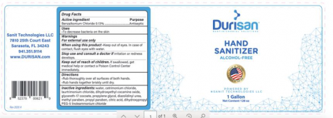 “Product label Durisan Hand Sanitizer 1 Gallon”