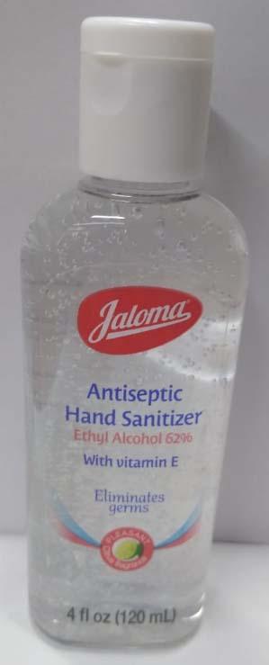 Product image front, Jaloma Antiseptic Hand Sanitizer with Vitamin E 4 fl oz (120 mL)