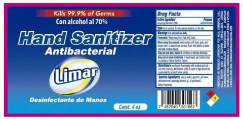 Hand sanitizer, Antibacterial, Limar brand, 4 oz