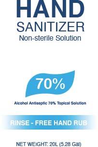 Product labeling front, Hand Sanitizer, 20 L ( 5.28 Gal)