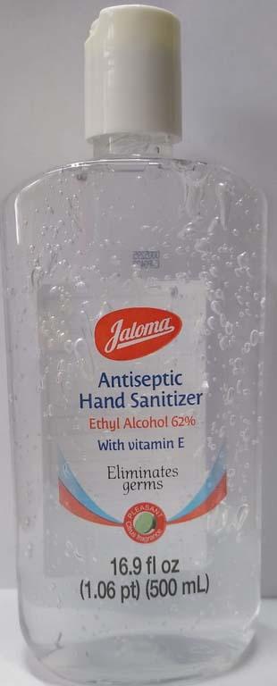 Product image front, Jaloma Antiseptic Hand Sanitizer with Vitamin E 16.9 fl oz ( 1.06 pt) (500 mL)