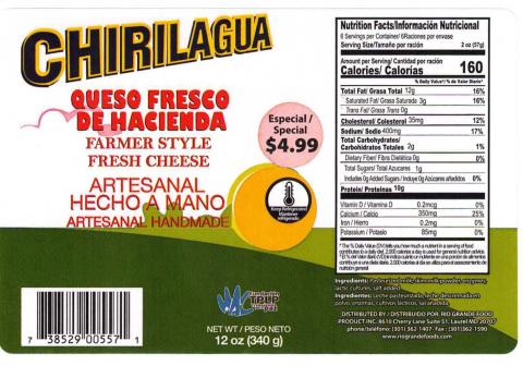Label, Chirilagua Queso Fresco de Hacienda