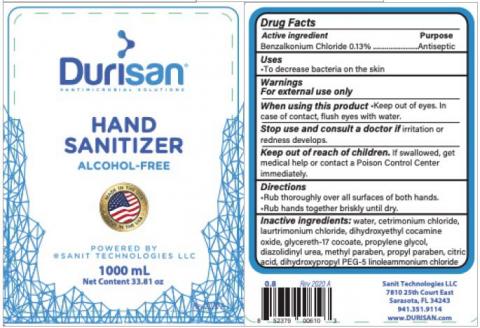 “Durisan Hand Sanitizer, 118 mL, Front Label” & “Durisan Hand Sanitizer, 118 mL, Back Label”
