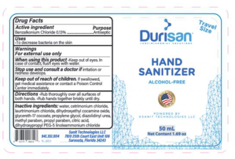 “Product label Durisan Hand Sanitizer 50 mL”